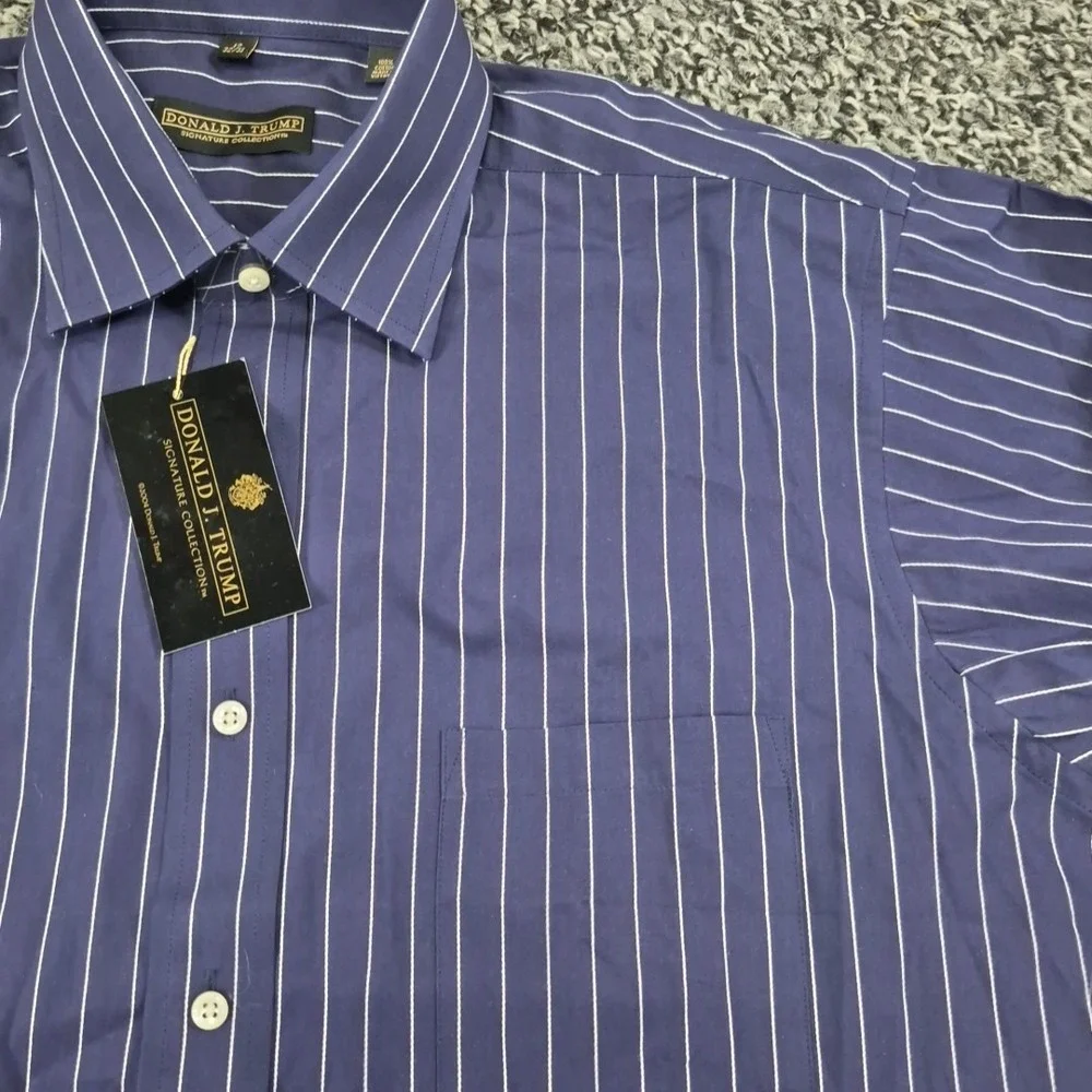 NWT‎ Donald J Trump Long Sleeve Signature Collection Shirt Mens 17 32/33 Blue